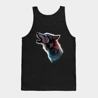 Majestic Wilderness: Intricate Wolf Head Silhouette Tank Top